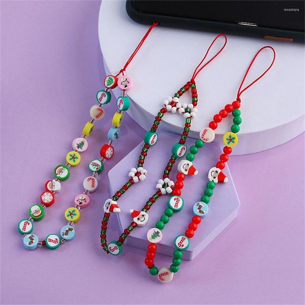 Pulseras de enlace Fahsion correa de teléfono móvil cordón frutas coloridas cuerda de cerámica suave para funda de celular cordón colgante mujeres