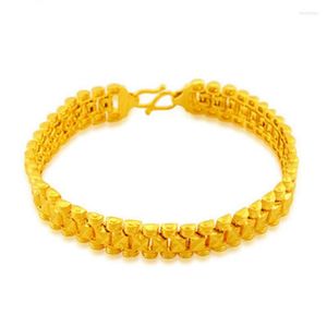 Bracelets à maillons Fashion All-match Watch Chain Yellow Gold Filled Mens Bracelet Gift