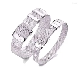 Link Bracelets Diseño del cinturón de moda Pure 925 STERLING Silver Needle Colorfine Joya Brazalete de brazalete Top Calidad 2 Opciones de tamaño para mujer