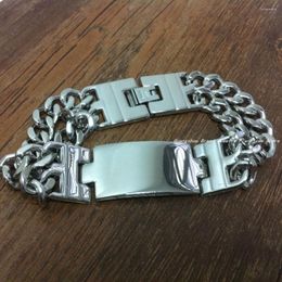 Link armbanden mode Bijoux merk sieraden 22 cm hoog gepolijst zilverkleur roestvrij staal 17 mm brede heren jongens bangle kwaliteit
