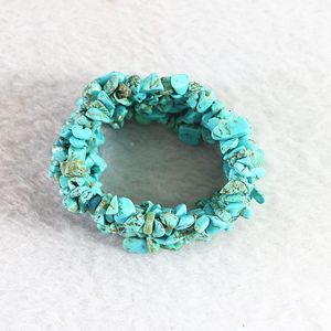 Link armbanden mode zwarte aderen calaite turquoises steen 9x11 mm onregelmatige grind kralen armband bangle voor vrouwen charmes sieraden 7,5 inchch