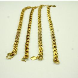 Lien Bracelets Bracelet De Mode Perles Sculptées Femmes Solide 18K Or Jaune Plaqué Forme De Boule Alluvial Bracelet Bijoux En Gros