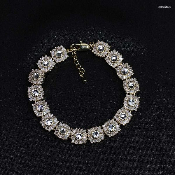 Lien Bracelets Mode Bracelet Femme Bijoux Pour Femmes Tendance Platine Placage Or 18K Cuivre 5A Imitation Diamant LX-10916B