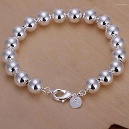 Lien Bracelets De Mode Charme 10 MM Perles Chaîne Argent Couleur Bijoux Haute Qualité Bracelet Femmes Lady Party Cadeau