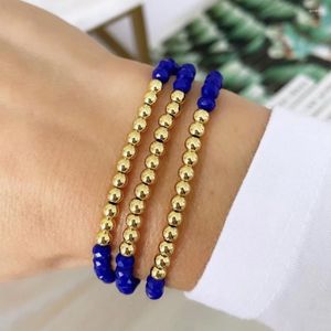 Bracelets de liaison Fashion Classic Faceted Crystal Perles Bracelet à trois couches Bracelet en alliage de cuivre fait à la main Brangle de chaîne de corde réglable mélangée