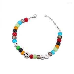 Bracelets à maillons en perles colorées, accessoires à main Punk mignons en acier inoxydable pour femmes et hommes, bijoux de fête