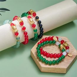 Bracelets à maillons en perles tête de Dragon pour femmes et hommes, bijoux porte-bonheur rouge, esthétique, cadeaux de fête, à la mode, 2024