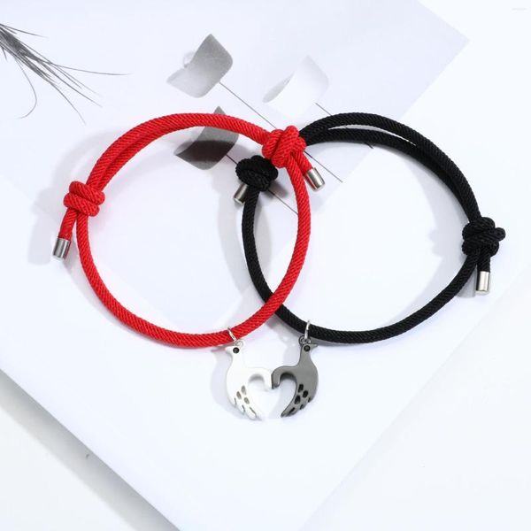 Lien Bracelets Mode Couple Bracelet Aimant Inséparable Rouge Noir Corde Simple Saint Valentin Étudiant Cadeau Bijoux