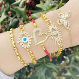 Link armbanden mode kristal hart vlinder oogarmband voor vrouw accessoires damesbanden goud kleur sieraden vrienden cadeau