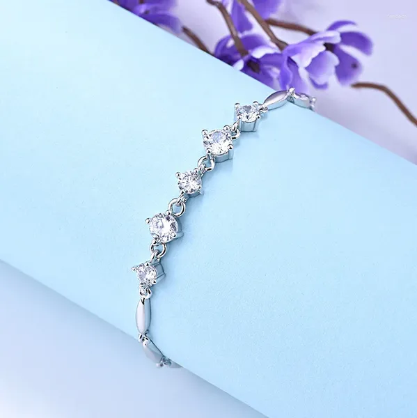 Bracelets à maillons en cristal de Zircon cubique pour femmes, cadeau d'amour, Vintage, authentique, aiguille en argent 925, bijoux fins