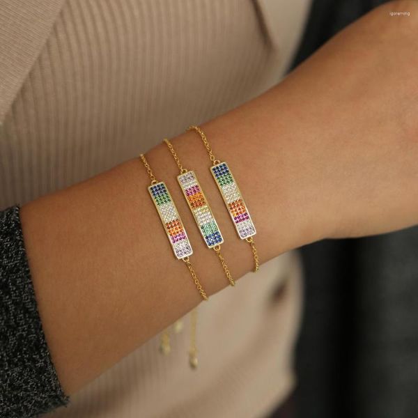 Bracelets à maillons en Cz pour femmes, Simple et réglable, couleur or, nom, bijoux, cadeaux de fête