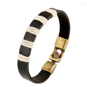 Bracelets à maillons Bracelet en cuir de mode manchette rétro décontracté simple noir marron à la main tissage corde charme bracelet Wrap bracelets femmes hommes