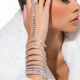 Bracelets liens mode multicouche chaîne de doigts cristallines pour les femmes en strass