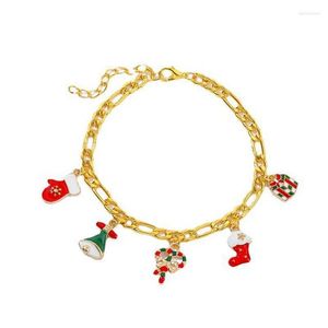 Lien Bracelets Mode Multicouche Mignon Bracelet De Noël Bracelets De Cheville Pour Les Femmes Bohème Simple Cheville Or Couleur Chaîne Cheville Sur La Jambe