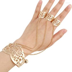 Link armbanden mode open armbanden goud/zilveren kleur punk stijl bague verbind handvinger sieraden voor vrouwen
