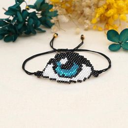Bracelets à maillons pour femme, Style ethnique, œil du diable turc, yeux bleus, perles de riz Miyuki