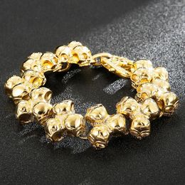 Link armbanden mode punk lange schedel voor mannen roestvrij staal charme keten brecelets mannelijke gotische gouden kleur sieraden