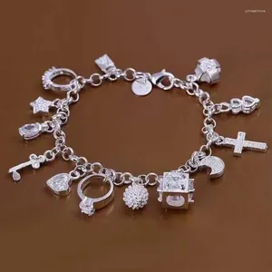 Bracelets à maillons pour femmes, 13 pièces, bague à la mode, croix, cœur, clé, breloques, créatif, Mini, accessoires de bijoux personnalisés