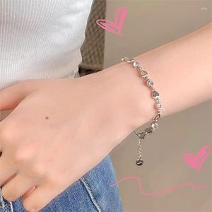 Link Bracelets Fashion Shiny Zircon Lovers Heart Shaped For Women Valentines Gift Wedding Party Jewelry Accessories