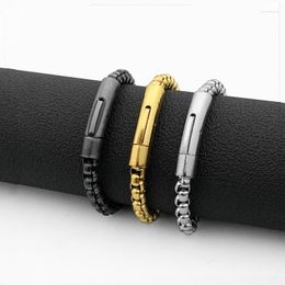 Lien Bracelets Mode Simple Et Polyvalent Bracelet En Acier Au Titane Pour Hommes Rétro Carré Rond Perle Bijoux