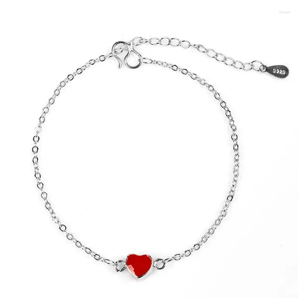 Bracelets à maillons Mode Simple Rouge Pendentif En Forme De Coeur Bracelet Charmant Femmes De Noce Charme Chaîne À Main Romantique Saint Valentin