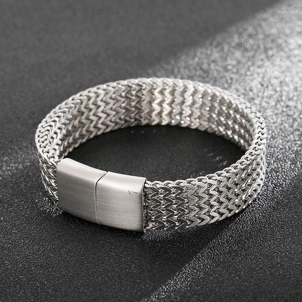 Lien Bracelets Tendance De La Mode En Acier Inoxydable Bijoux Personnalité Creative Double Quille Bracelet Titane Aimant Fermoir