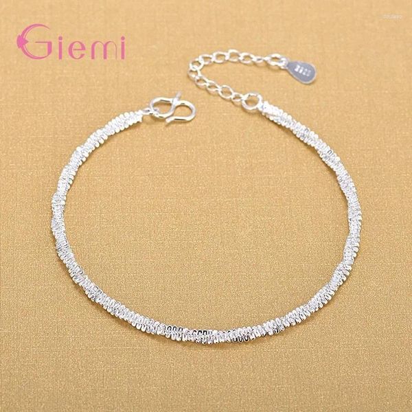 Link Bracelets Fashion Fashion Twisted Anklet 925 Joyería de pulsera de plata esterlina para mujeres Regalos para niñas al por mayor