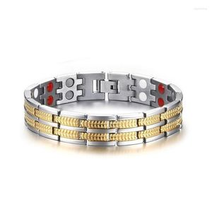 Bracelets de liaison Fashion Femmes hommes Bijoux 316l Bracelet magnétique de santé énergétique en acier inoxydable avec aimant à ions négatifs germanium