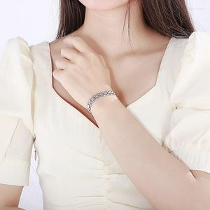Link Armbanden Fashion Women Silver Color Gold Steel Witte Letter Blauwe kraal sieraden