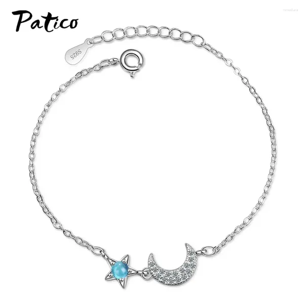 Bracelets de liaison Fasion Moon Star Crystal Friendship Bracelet for Women Girls 925 Bijoux à la mode en argent sterling