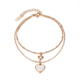 Link Armbanden lot Love Women Heart Charmel Blacelet Leuk roestvrij staalmeisje Bangels mode sieraden zilveren roségouden kleur