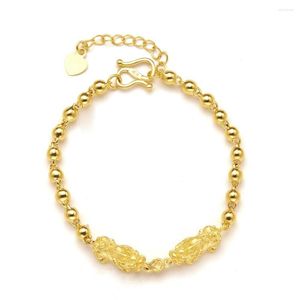 Pulseras de eslabones Fina Natural Dubai 24K Cadena de metal de oro para mujeres Joyería de boda Colgante Mujer DIY