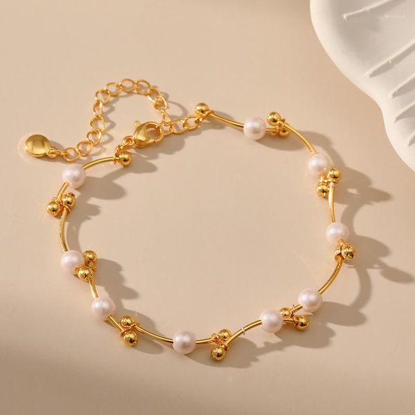 Bracelets à maillons Flashbuy 2023, Tube de cuivre noué, chaîne dorée pour femmes, Design de charme, bijoux de poignet à la mode, cadeau