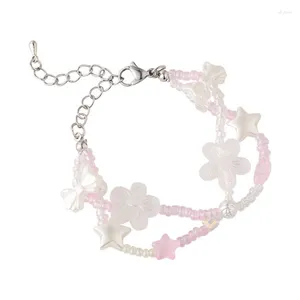 Link Armbanden Bloem- en Star Armlet dubbele laag modieuze bloem kralen Bangle kralen pols sieraden acryl materiaal voor meisjes