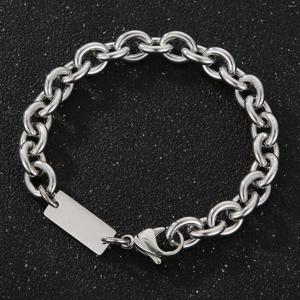 Bracelets à maillons Fongten 8mm en acier inoxydable charme hommes Bracelet Bracelet 'O' chaîne chaîne filaire pour les femmes bijoux cadeaux de noël