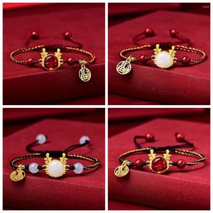 Bracelets de liaison fortune zodiaque dragon tissé bracelet à la main de style chinois en forme de chinois