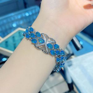 Lien Bracelets Foydjew Designer De Luxe Bijoux Haut De Gamme Haute Carbone Zircon Simulation Suisse Bleu Topaze Pierre Chaîne Pour Les Femmes