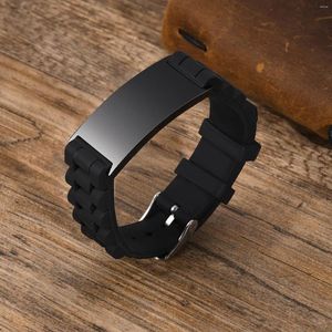 Bracelets à maillons personnalisés en Silicone pour hommes, en acier inoxydable, étiquette d'identification décontractée, bracelet personnalisé, cadeaux de sport, bijoux pour hommes et enfants