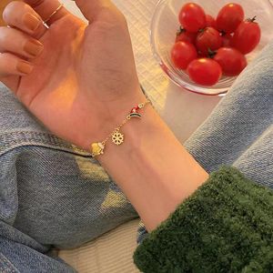 Link Armbanden Grappige Leuke Stijl Goud Kleur Ketting Kerst Sneeuwvlok Armband Voor Vrouwen 2023 Mode-sieraden Festival Gift