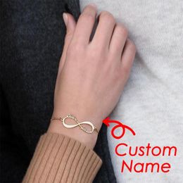 Bracelets à maillons GD personnalisés, 4 noms, couleur or, lettre personnalisée, en acier inoxydable 316L, bijoux, cadeau, Support goutte