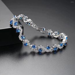 Link Armbanden GD INS Dames Blauwe Armband Set Zirkoon Vierkante Vorm Kristal Steen Mode Golf Vrouwen Sieraden Voor