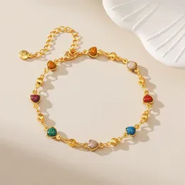 Bracelets à maillons forme géométrique multicolore émail cuivre plaqué or Bracelet pour femmes paillettes bijoux de mode B018