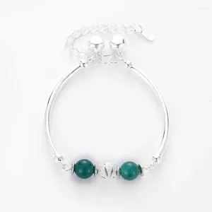 Bracelets à maillons pour filles, Style doux, perle transparente, petite cloche en cristal, alliage rouge vert blanc pour femmes