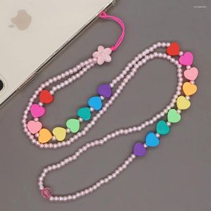 Pulseras de enlace Go2Boho 2024 Teléfono Joyería Teléfono Charm Beads Cadenas Cordón Playa Cadena de perlas para mujeres Accesorios móviles Colgante