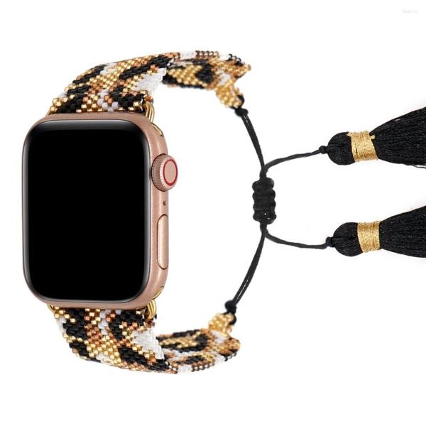 Bracelets de liaison go2boho 38/40 Connecteur Connecteur Band de luxe pour Apple Smart Watch Bohemia Jewelry Miyuki Beded Leopard Print