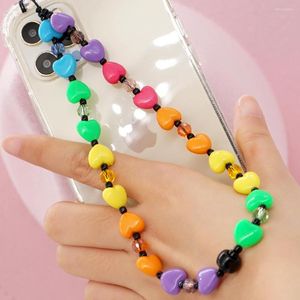 Link armbanden go2boho kleurrijke telefoonketen kristallen hart kralen mobiel lanyard telefoon sieraden fashion strap jaar cadeau voor vrouwen