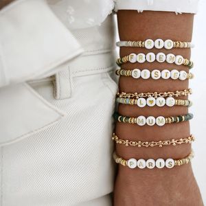 Bracelets à maillons Go2boho, bijoux Boho personnalisés, nom Heishi, pile de perles, ensemble de personnalité, cadeaux pour adolescentes, surfeur, tendance pour elle et lui, 2024