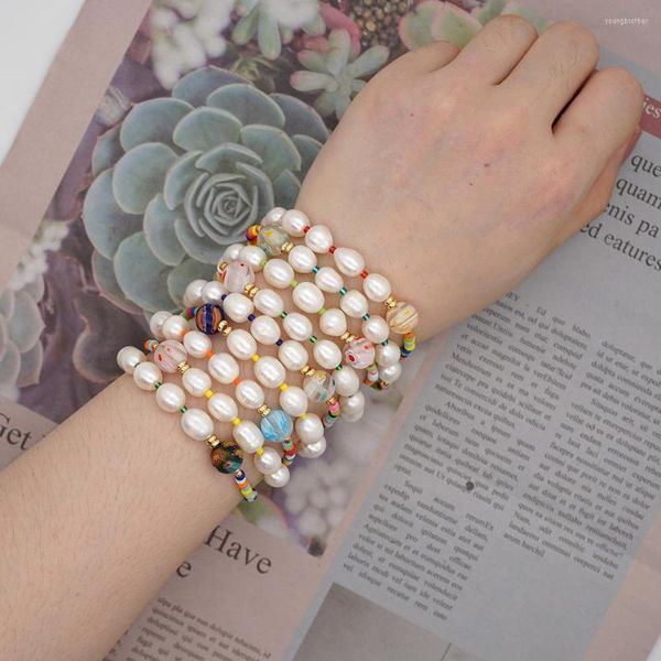 Lien Bracelets Go2boho Bracelet De Perles D'eau Douce Pour Les Femmes Bijoux 2023 À La Mode Bohème Coloré Perlé Bijoux Plage Extensible
