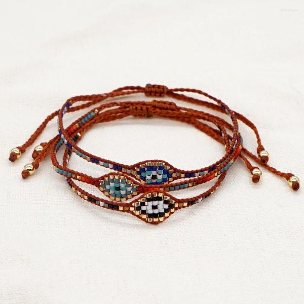 Bracelets à maillons Go2Boho tissé à la main rouge gris Miyuki perles de rocaille Pulseras chanceux grec oeil cadeau turc mal Bracelet pour femme