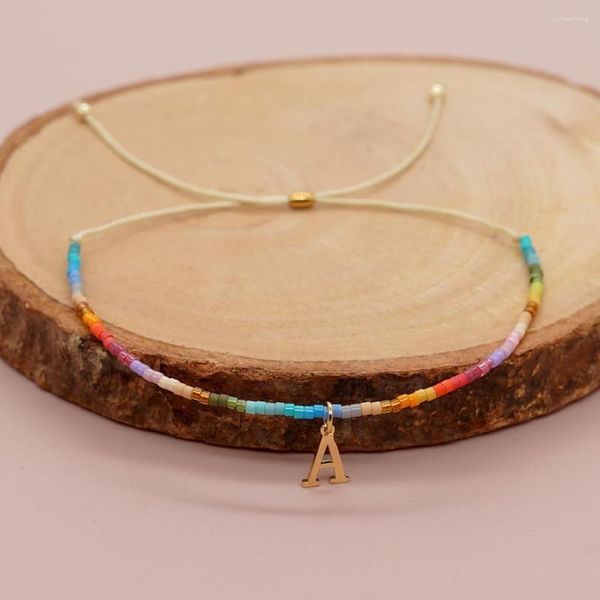 Lien Bracelets Go2boho Lettre A-Z Plaqué Or Charme Pour Femmes Amitié Minuscule Minimaliste Boho Bijoux D'été